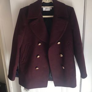 Coach Double Breasted Burgundy Pea Coat